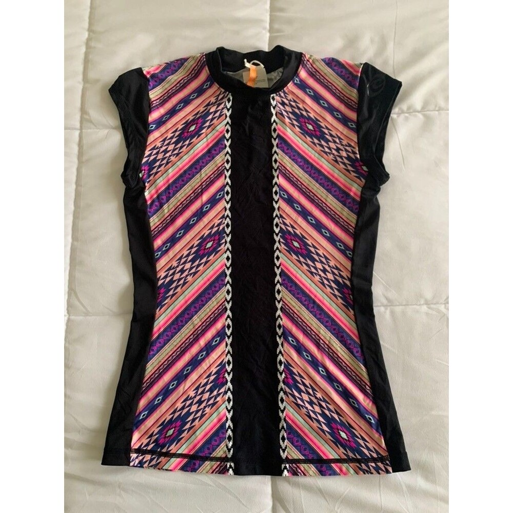 Rip Curl sleeveless rashguard womens Med Aztec print swim surf beach summer
